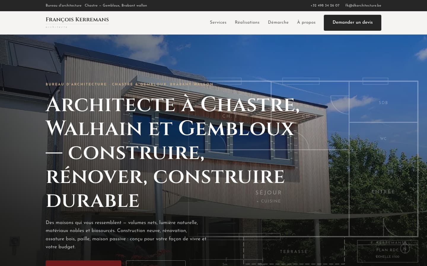 Site internet de François Kerremans, architecte, réalisé par BeebopCity