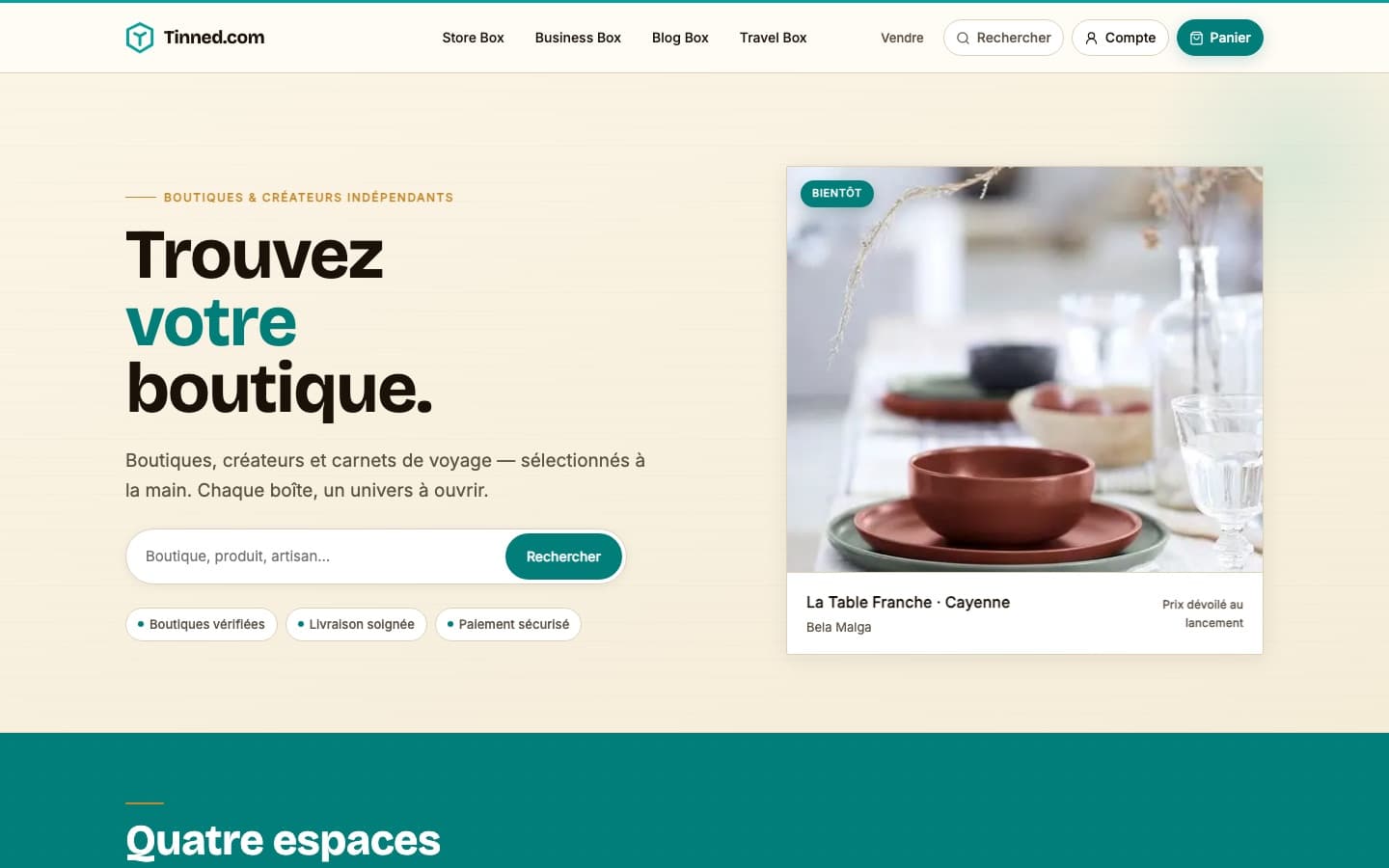 Capture d’écran du site Tinned